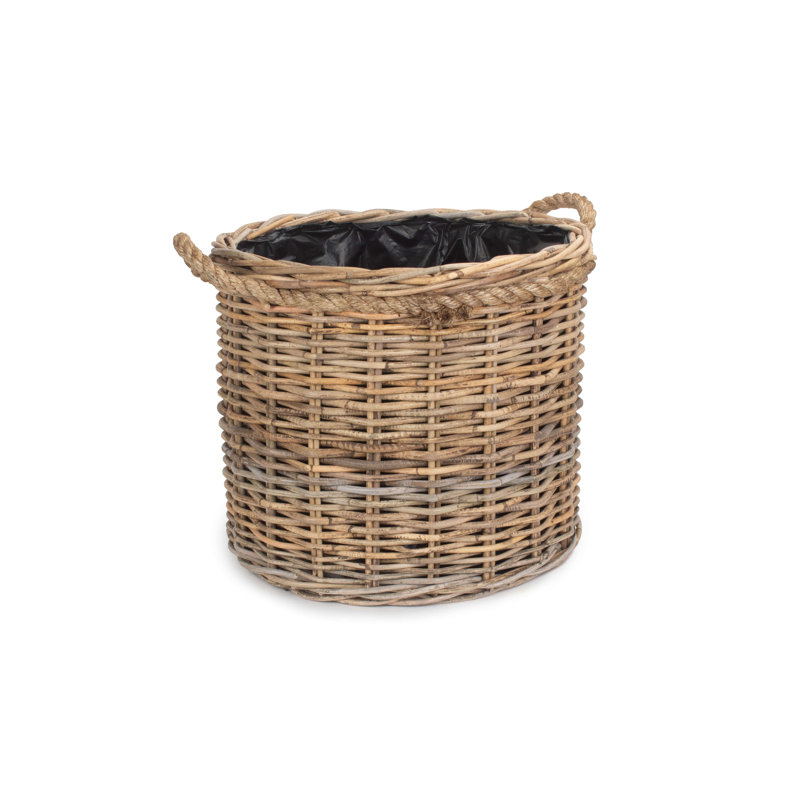 Rattan Planter Basket with Lining, 39cm H x 45cm W x 45cm D