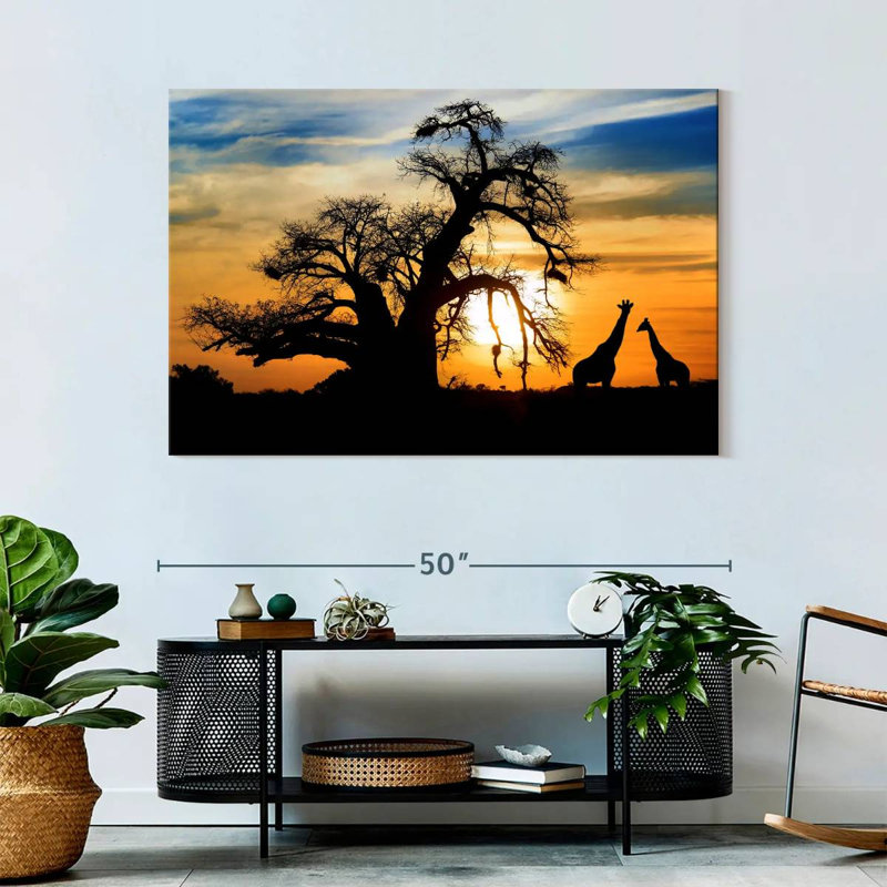 Brampt African Sunset Giraffes, 32" H x 48" W