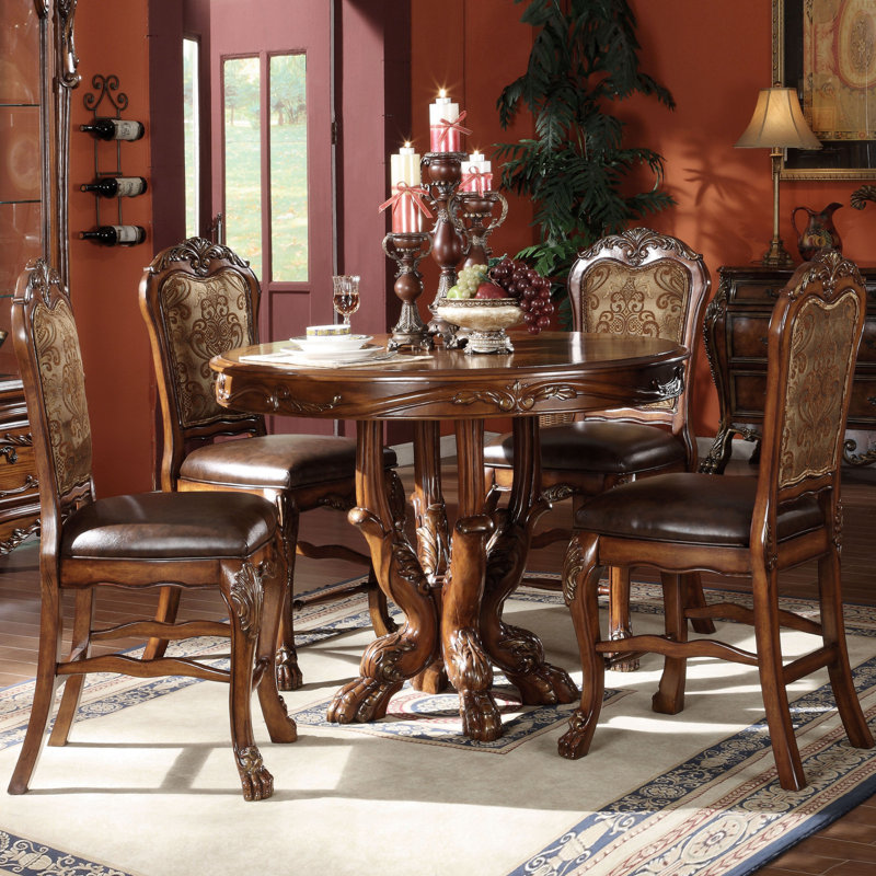 Beige And Cherry Oak Counter Height Chairs (Set Of 2)