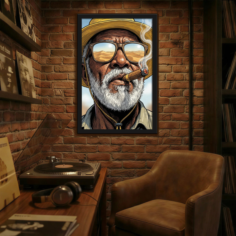 Fashion Old Man avec cigare et lunettes de soleil, H 18 po x l 12 po