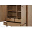 Commode de porte à finition caramel avec charnières à fermeture en douceur et rangement à compartiments multiples pour les intérieurs modernes et transitionnels