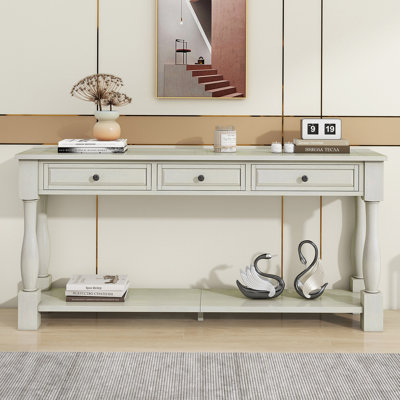 Console extra-longue de style méditerranéen avec tiroirs et tablette pour un rangement et une présentation élégants dans le vestibule ou le salon