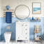Meuble-lavabo de 24 po avec lavabo en céramique durable, tiroirs à fermeture en douceur et porte-1286880291