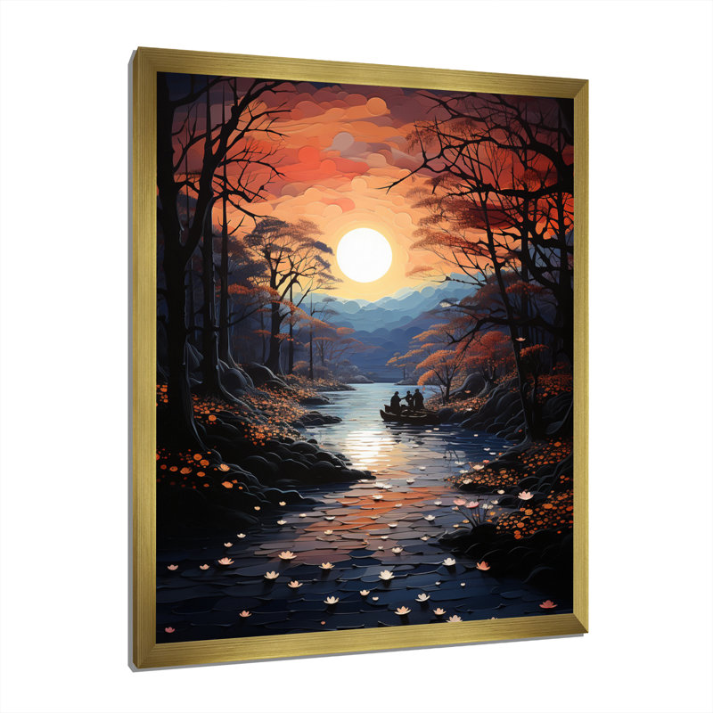 «Winters River Papercut I», impressions sur toile, H 20 po x l 12 po x P 1 po, Cadre doré à une seule photo