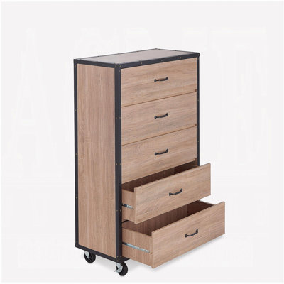 Weathered Light Oak 5-Drawer Chest