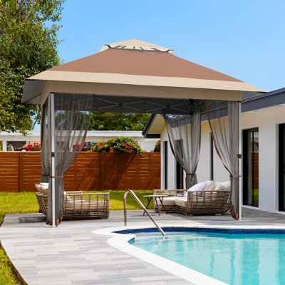 10X10 ft Instant Pop-Up Gazebo - Modern Waterproof Canopy Tent with Mosquito Netting & Sidewalls