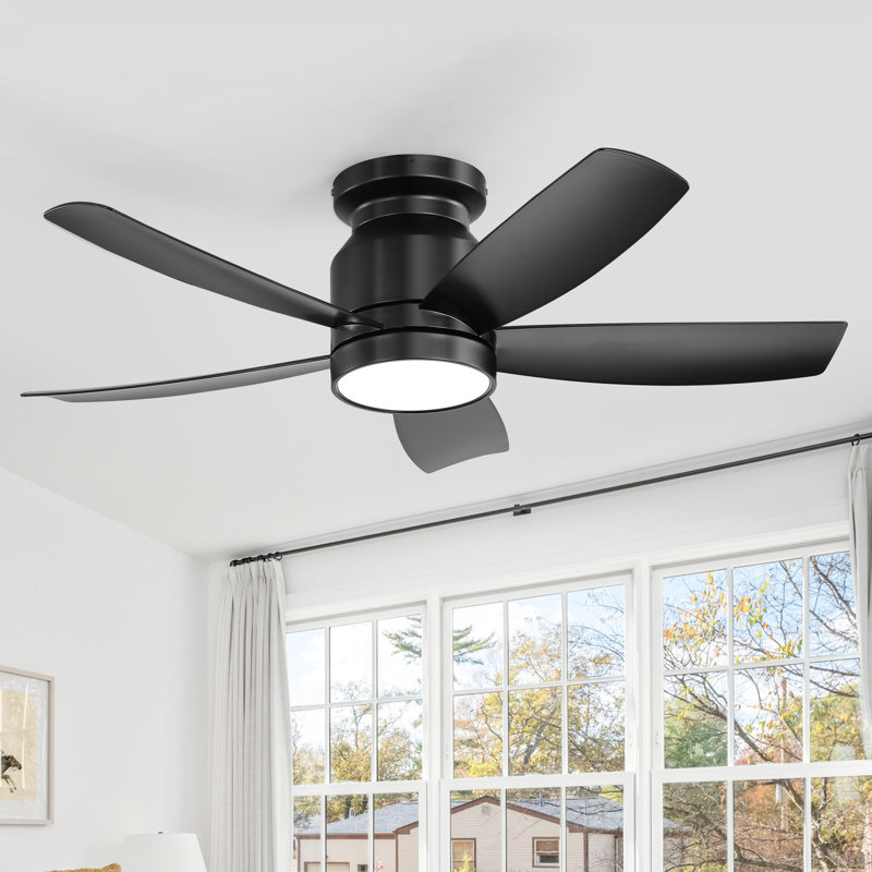 Ventilateur de plafond encastré à 5 pales de 42 po Rachel, Lame noire avec corps noir