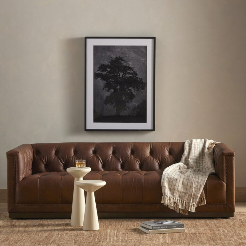 Byer Upholstered 85.75'' Sofa, Heirloom Sienna Genuine Leather