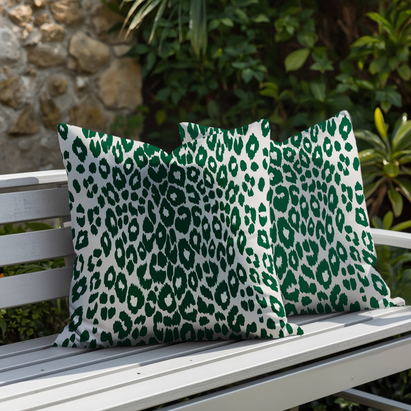 Oreiller réversible intérieur / extérieur à imprimé zébré Dibi, 16x16, Green