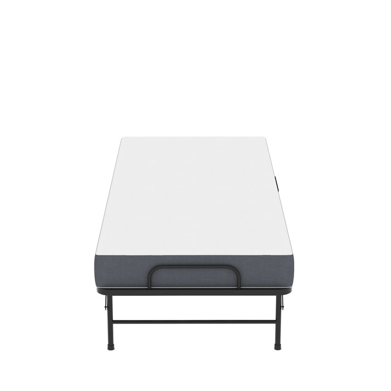 Lit simple pliant de 75 pouces avec matelas confortable en mousse à mémoire de forme de 5 pouces, conception d'espace, structure en métal sur roulettes pour adultes, roues de 5 po pour économiser de l'espace, petits espaces idéaux