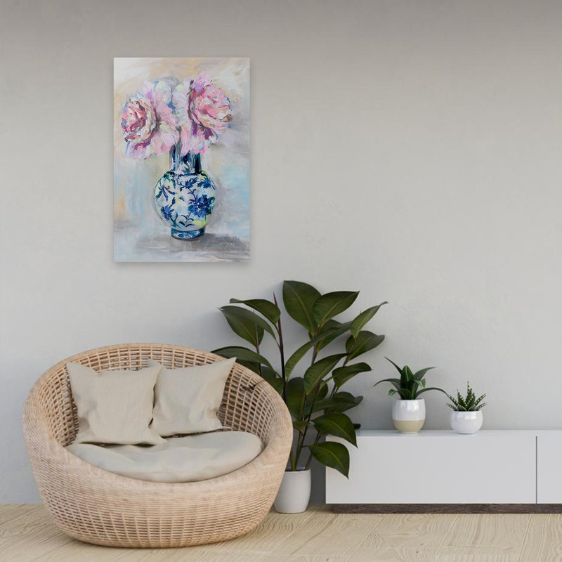 Contemporary and Preppy Peony Play V2, H 24 po x l 16 po