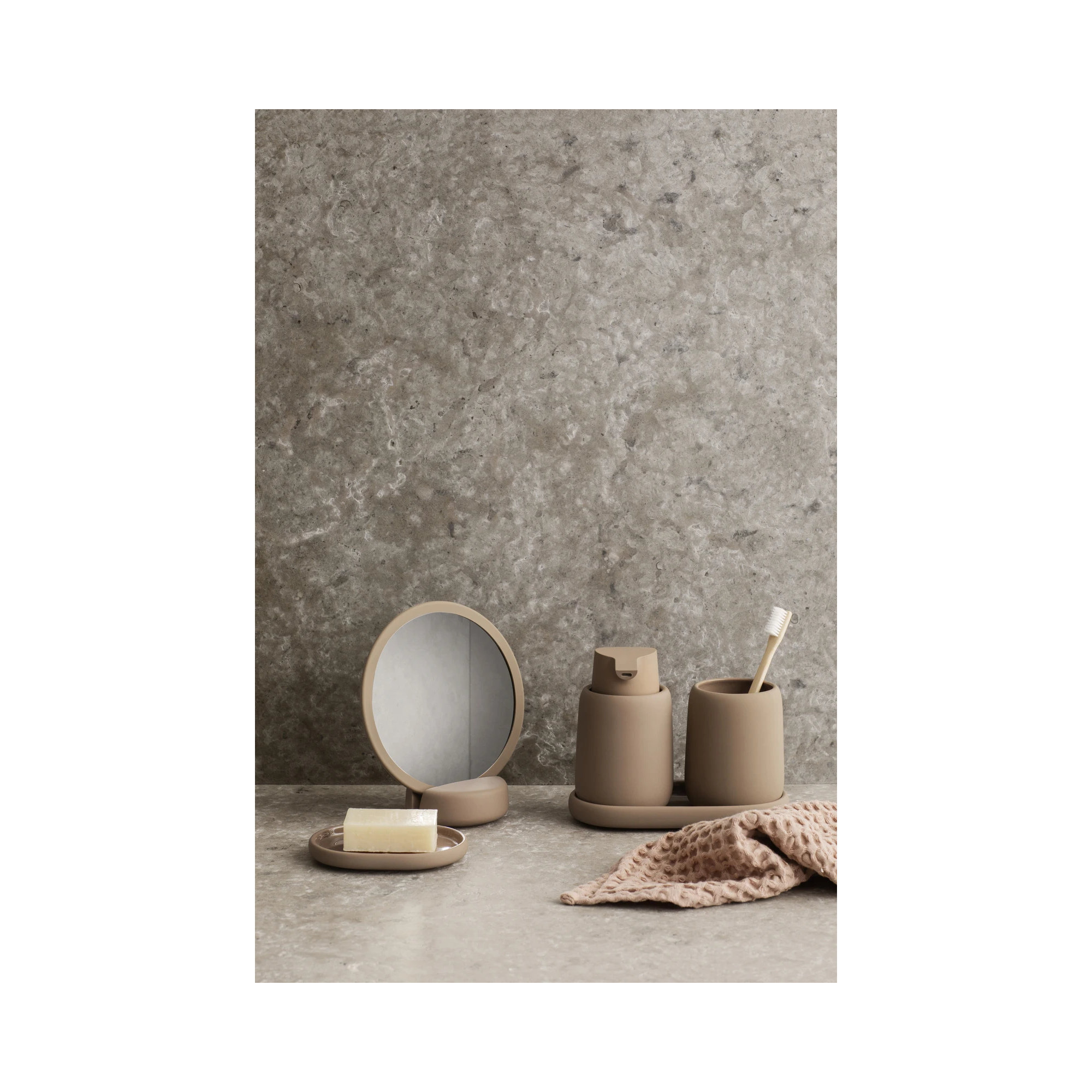 SONO Tumbler Toothbrush Holder, Silicone Covered  Tan