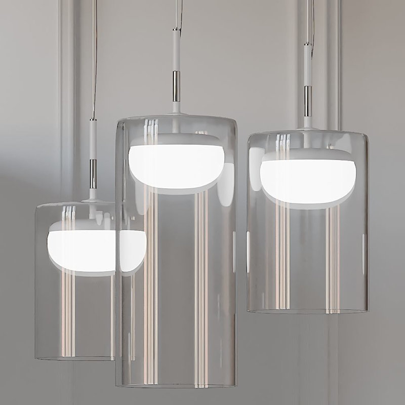 1 - Light LED Cylinder Pendant, 228cm H x 18cm W x 18cm D, Matt White, 2700K