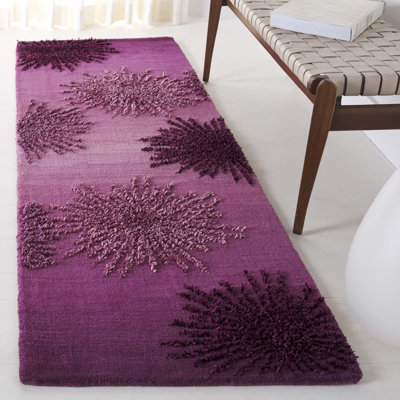 Amier Floral Handmade Tufted Purple Area Rug