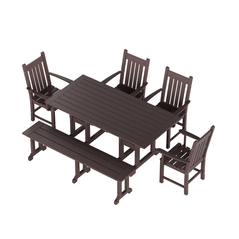 Laguna 6 - Person Patio Dining Set with Rectangular Table, Dark Brown