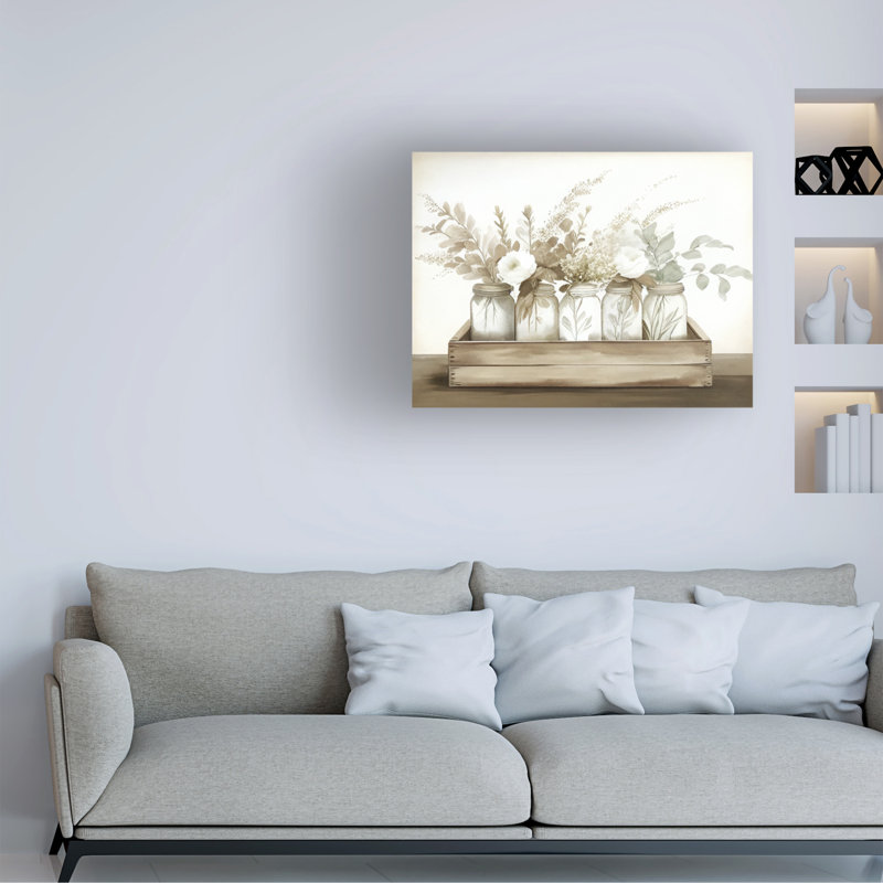Floral Mason Jars III sur toile, H 19 po x l 14 po x P 2 po