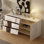 Buffet décoratif moderne en bois manufacturé blanc massif