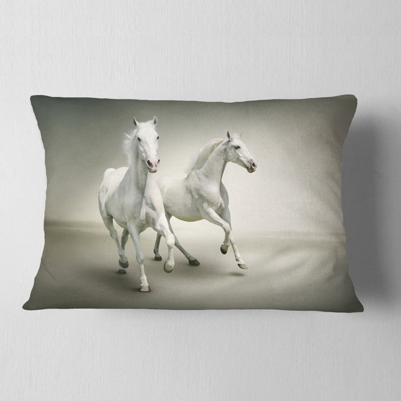 Coussin décoratif à imprimé animal Fast Fast White Horses