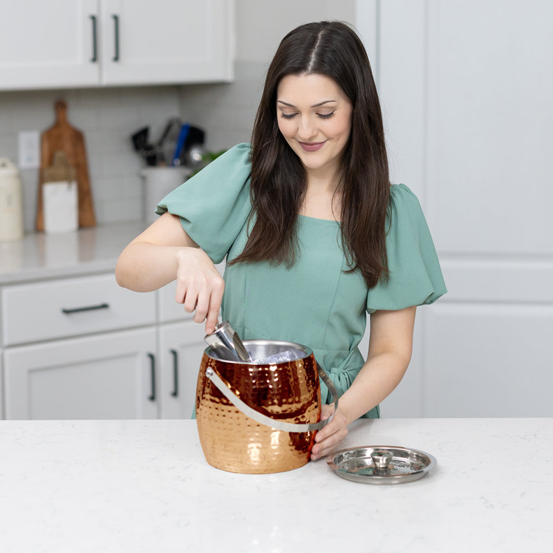 Davani Stainless Steel Ice Bucket, Rose Copper