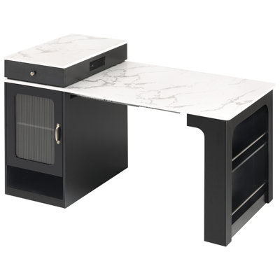 59.5" Kitchen Island With Extendable Dining Table