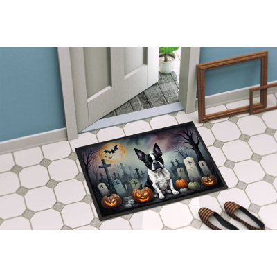 Nykeema Boston Terrier Spooky Non-Slip Indoor Outdoor Door Mat