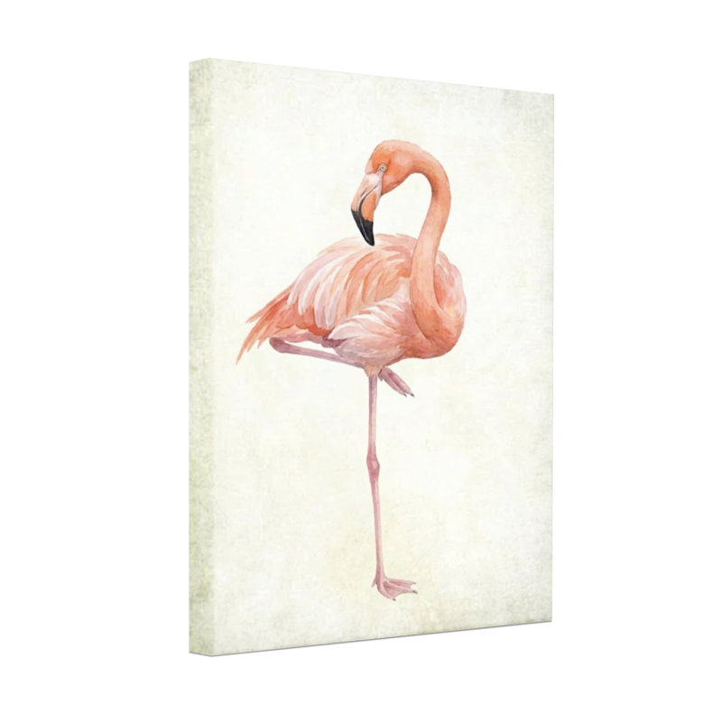 Animaux, flamant rose debout sur une patte, plumes roses, H 18 po x l 12 po