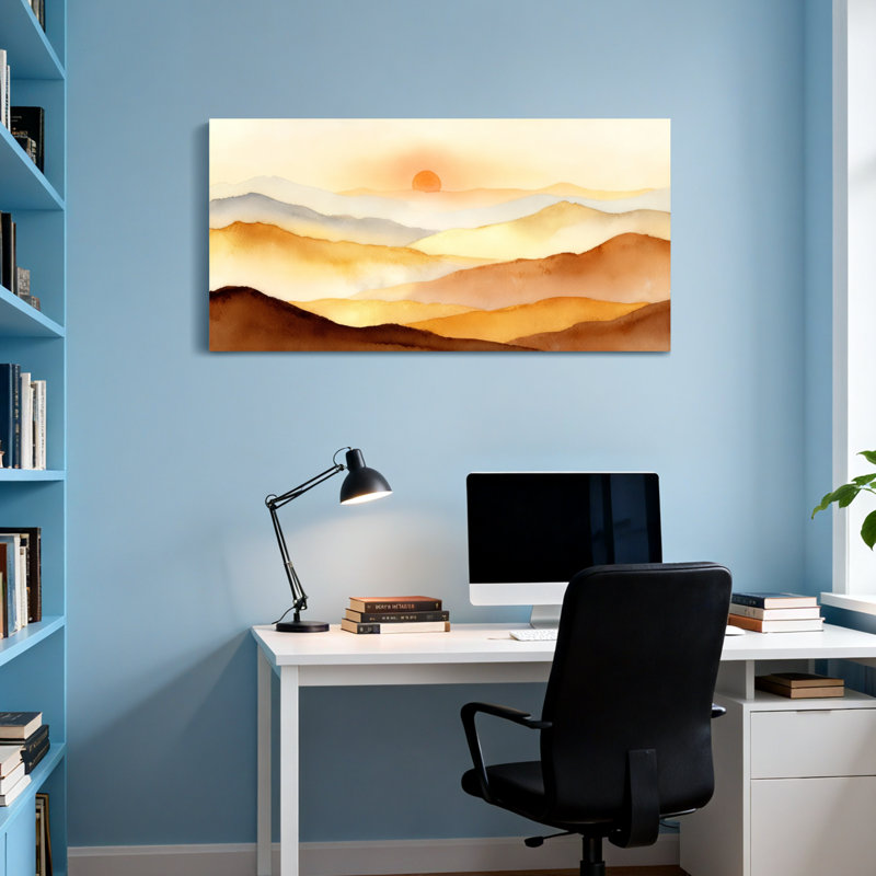 «Landscape & Nature Mountain Landscape Sunset», reproduction d'art sur toile, H 28 po x l 58 po