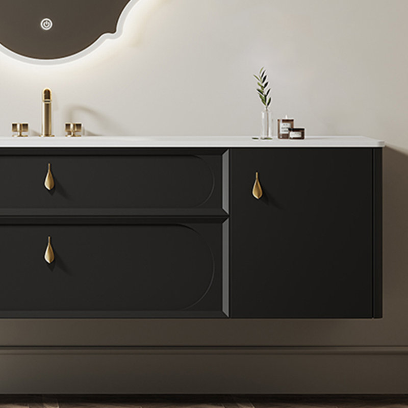 Armoire de salle de bain de style rétro français simple, H 19,69 po x l 47,24 po x P 21,65 po, Noir, noir, noir, noir