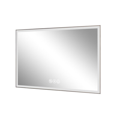 Miroir de meuble-lavabo à cadre 48 po x 32 po à DEL, cadre en aluminium avec lumières biseautées à angle biseauté à 45 °, 3 couleurs, antibuée, convenant à une décoration moderne