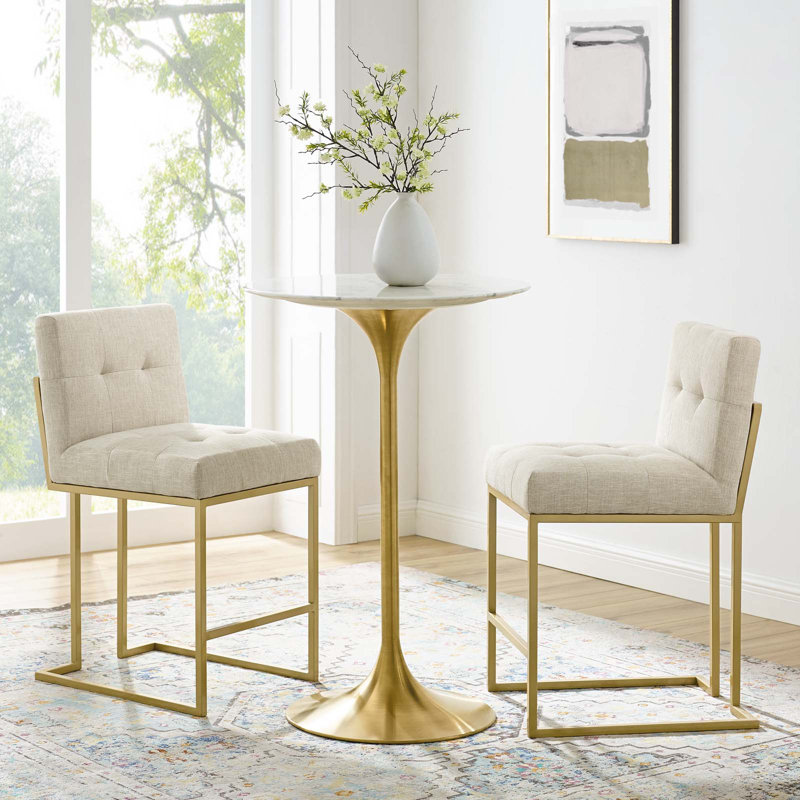 Tabouret de comptoir Privy, ensemble de 2 tissus d'ameublement, Beige