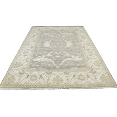 Tapis gris / crème en laine noué à la main Berardino