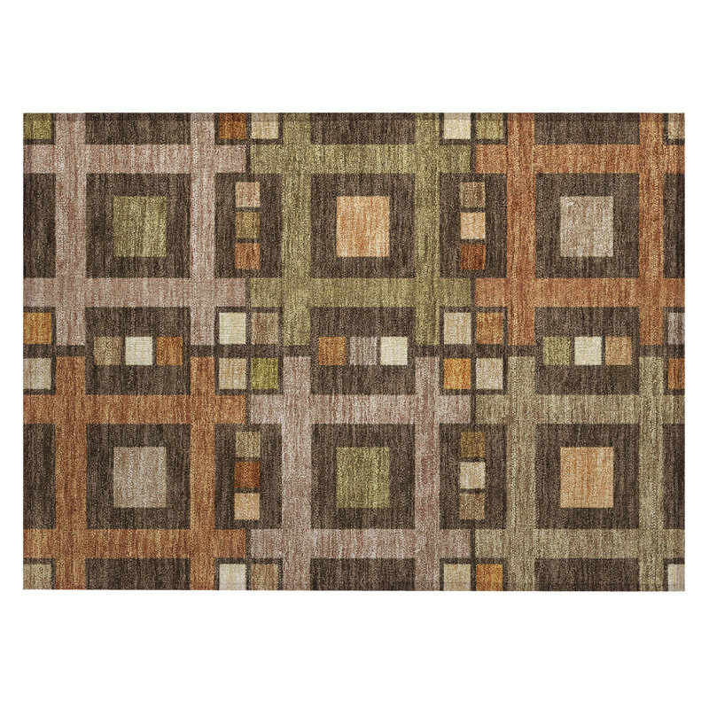 Machine Washable Indoor/Outdoor Chantille ACN2889 Geometric Rug, Chocolate, 2'6" x 3'10"