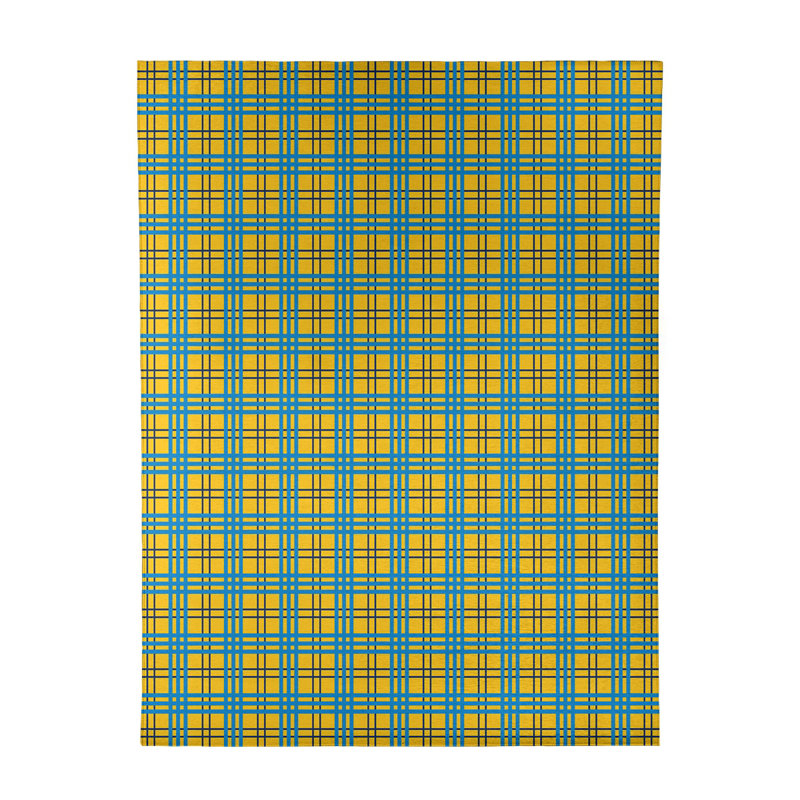 Tapis jaune à carreaux, Rectangle 8 pi x 10 pi