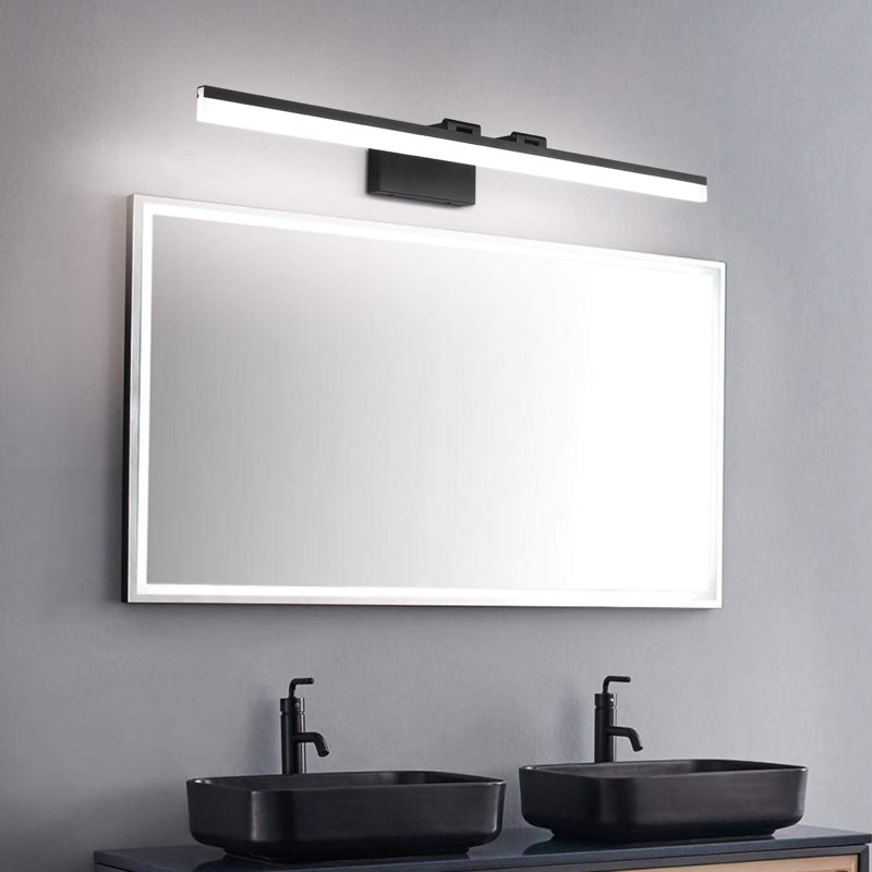 Éclairage pour meuble-lavabo de bar 1 lumière DEL, 39,37 po de largeur, Noir, 5500 Kelvin