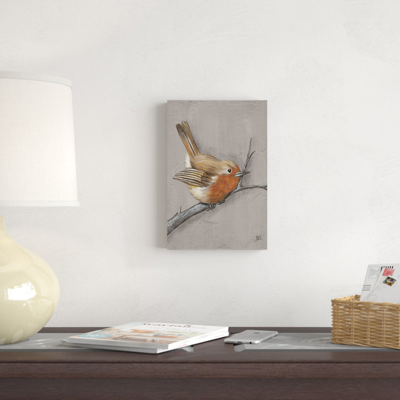 «Winter Bird II», peinture sur toile, H 12 po x l 8 po