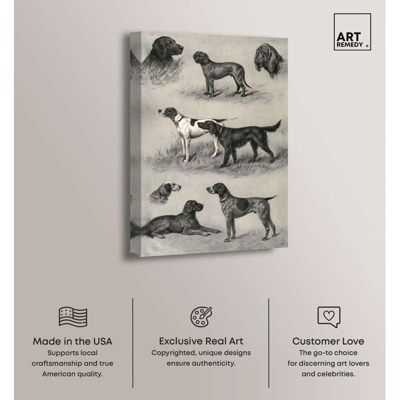 Generations of Dogs II Black and White Canvas Art