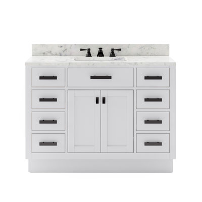 Hartford 48 In. Single Sink Carrara White Marble Countertop Bath Vanity In Pure White With Classic Faucet