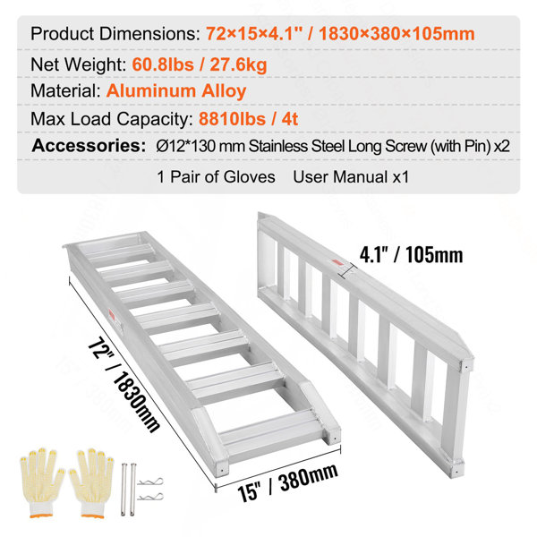 Jiafan Aluminum Ramps, 8810 Lbs, Heavy-Duty Ramps With Top Hook ...