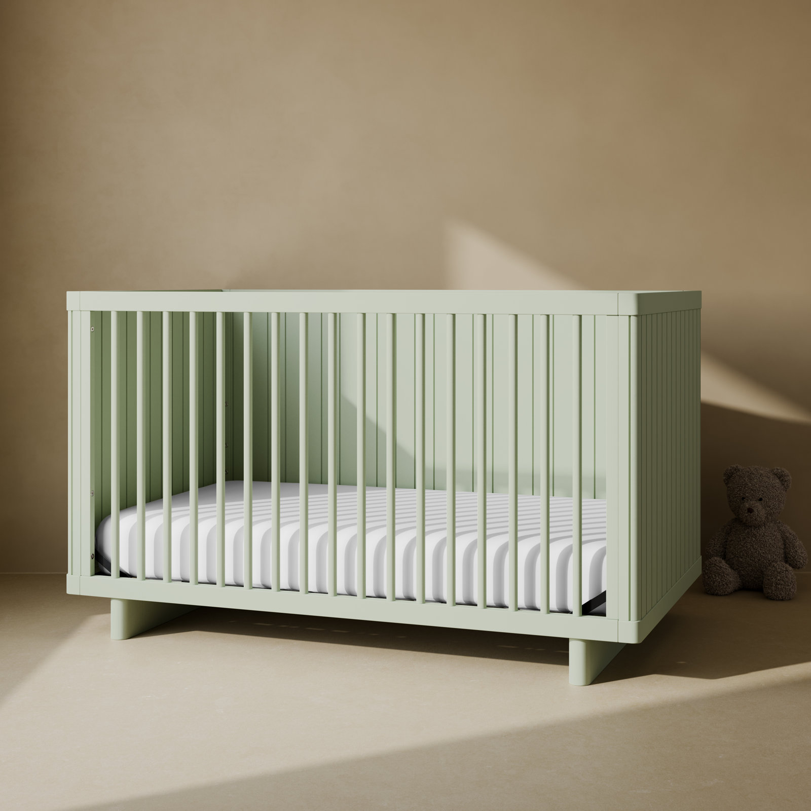 Kyoto Deluxe Convertible Crib with Bonus Toddler Guardrail, Sage