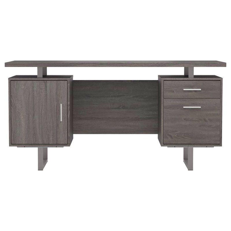 Bureau flottant gris à 2 tiroirs