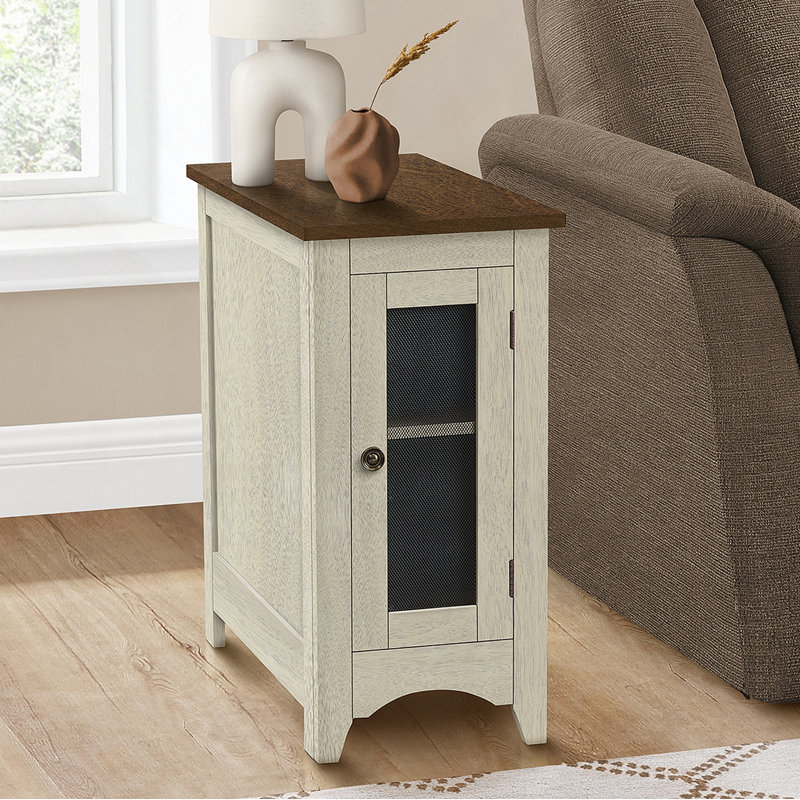 Table d'appoint, table de bout, table d'appoint, étroite, table de chevet, chambre à coucher, rangement, placage blanc antique