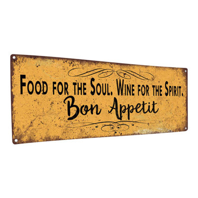 " Food For The Soul Wine For The Spirit Metal Sign "