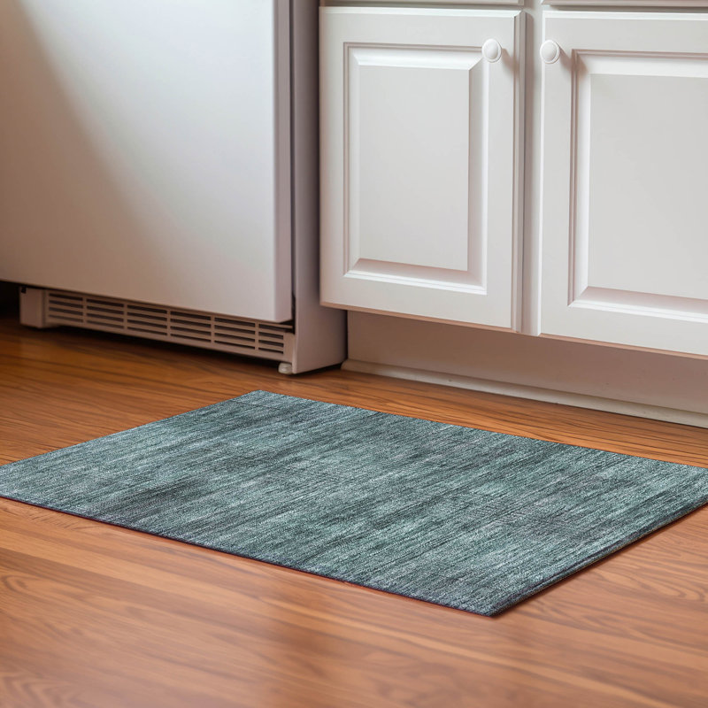 Premium Machine Washable Prisco Teal Rug, Rectangle 1'8" x 2'6"