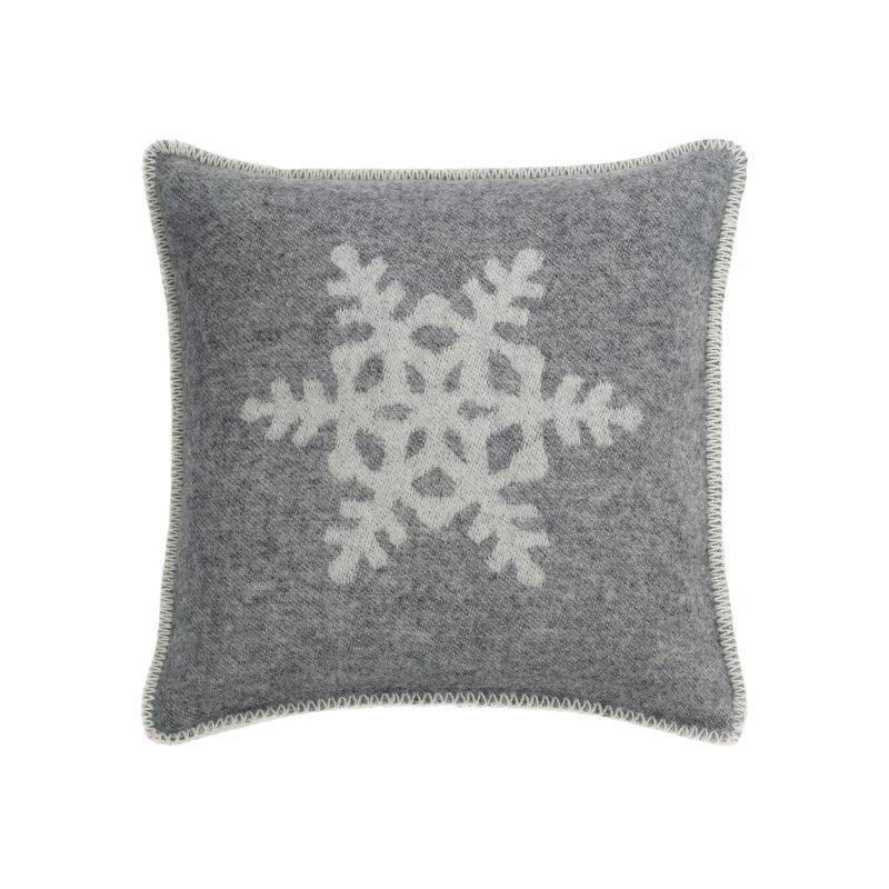 Snowflake Wool Cushion Cover, Soft Grey