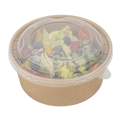 LIDS ONLY: Bio Tek 6.5 x 6.5 x 0.2 Inch Container Lids, 50 Disposable Round Lids - Containers Sold Separately, Tight Seal, Clear Plastic Container Lids, For Take Out Containers - Restaurantware