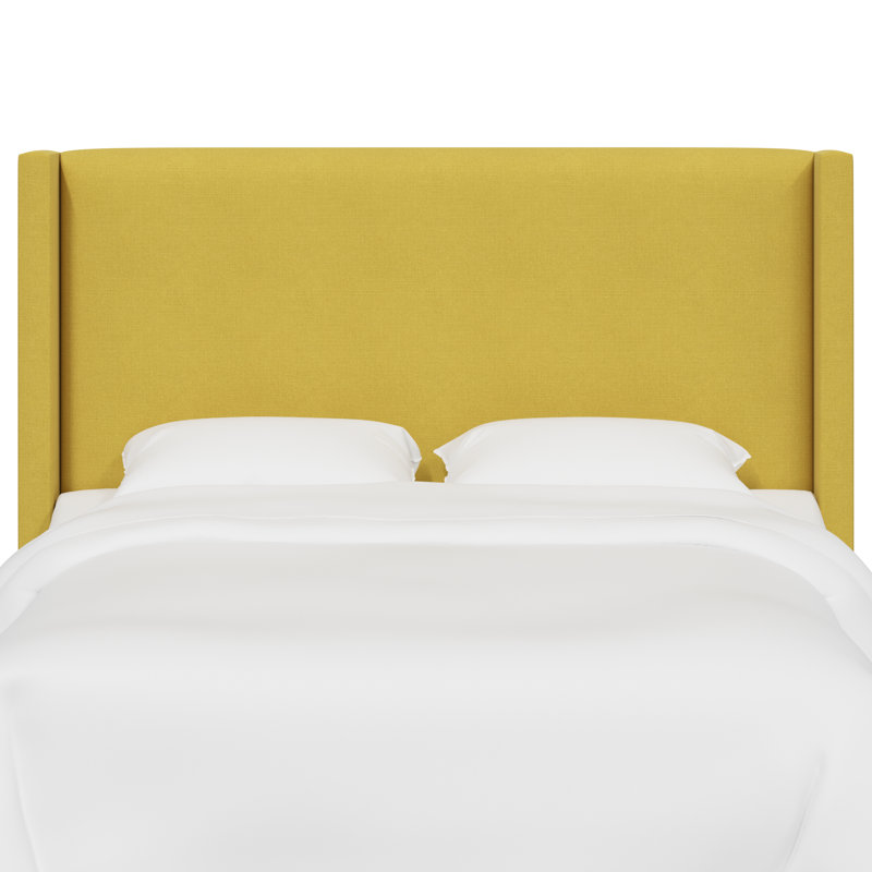 Tête de lit tapissier à oreilles Bakri,  Lin ocre, Grand