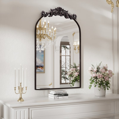 Antique Arched Vintage Wall Mirror with Traditional Decorative Baroque Ornate