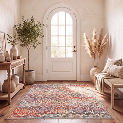 Felty Oriental Light Gray/Rust Area Rug
