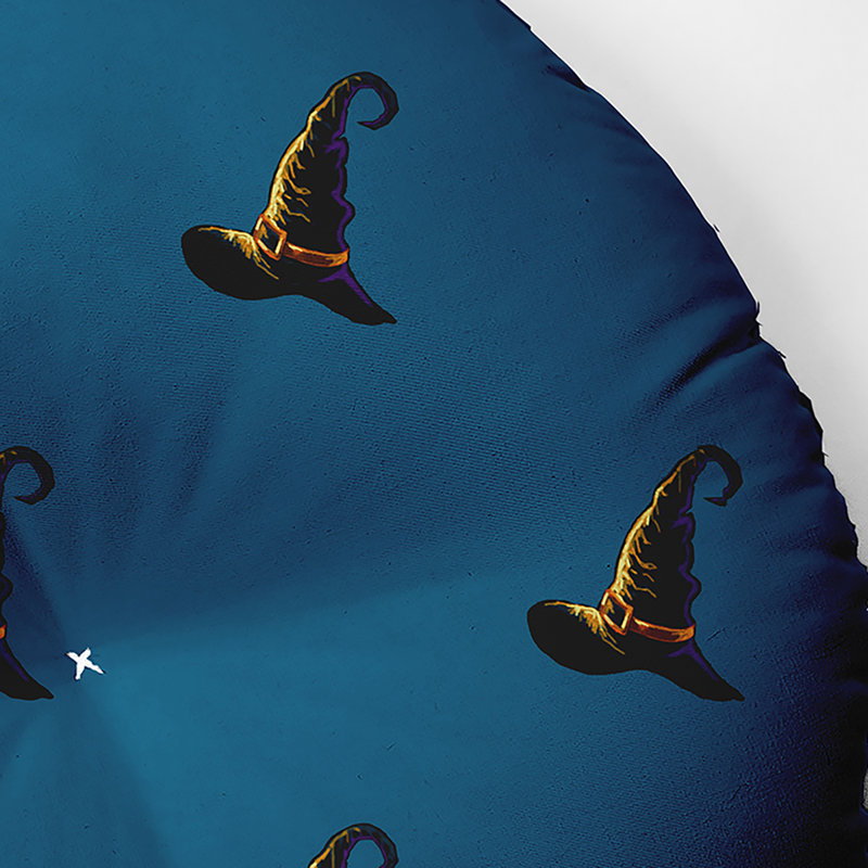 347_Witches Brew - coussin de sol touffeté à motif d'Halloween, 30 po x 30 po, Bleu