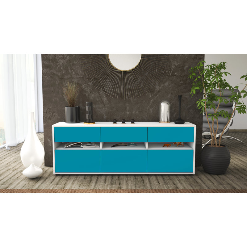 Yamashita TV Stand, Türkis/Matt Weiß